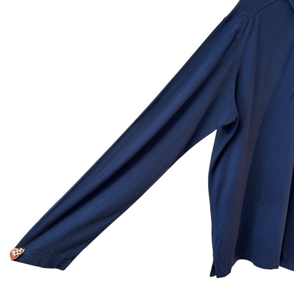 Tommy Bahama Long Sleeve Polo Shirt Size Lg Blue Pima Cotton Blend Casual Sporty - Picture 5 of 6